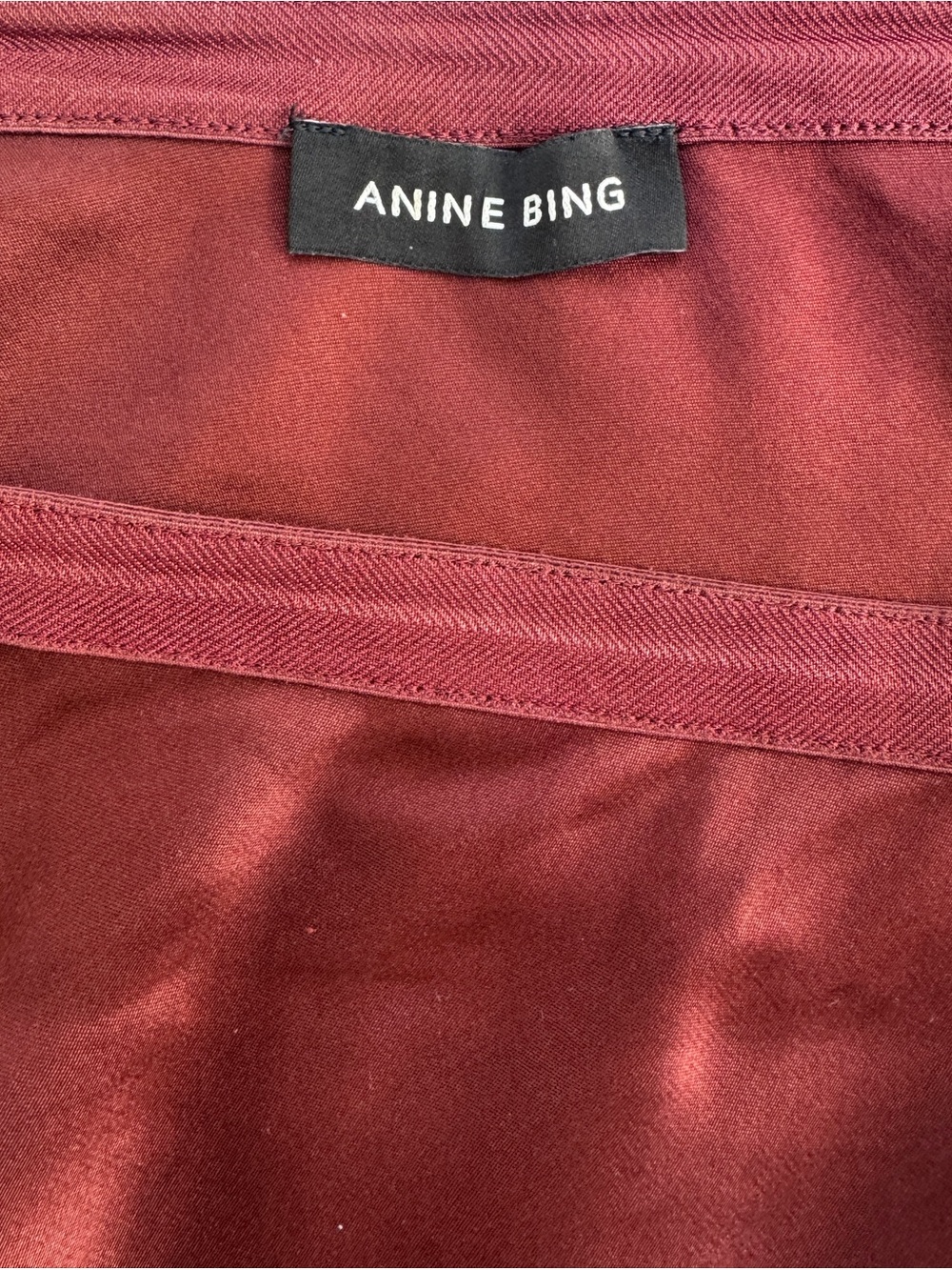 ANINE BING Bar Silk Skirt Bordeaux Burgundy 100% Silk Midi Size M - Picture 8 of 14